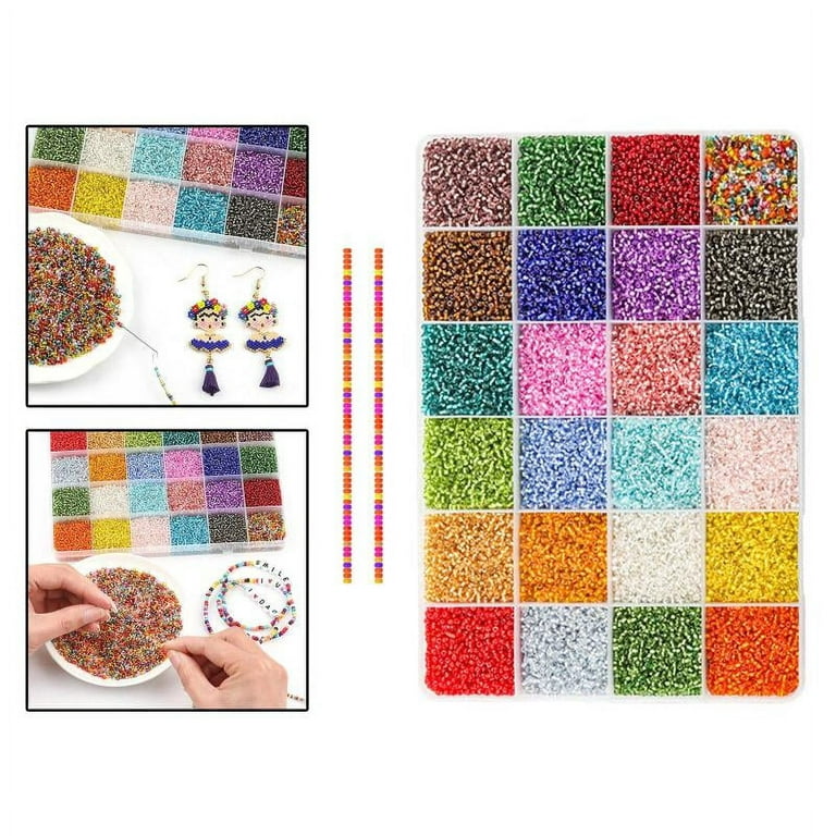 Colorful Seed Beads | Tiny Glass Beads in 2mm | Necklace & Bracelet Making  | Weaving & Embroidery Bead Supplies (Around 1900pcs / 25 grams)