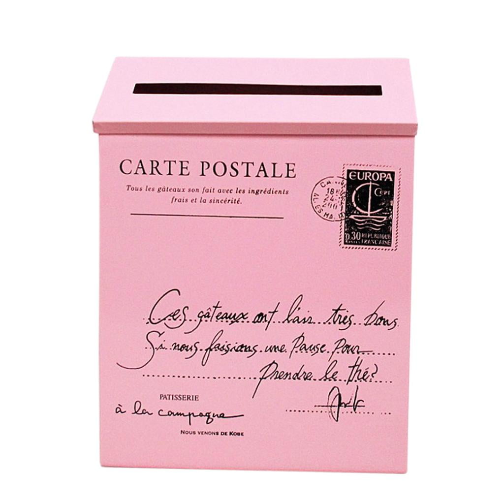 Galvanized Mounted Mailbox for Letter Box, Mailbox, Pink