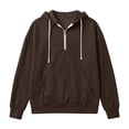 thumbnail image 5 of MXALUOB Hooded Sweatshirts for Men Corduroy Textured Quarter Zip Pullover Hoodie Drawstring Solid Color Tops Loose Fit Streetwear, 5 of 5