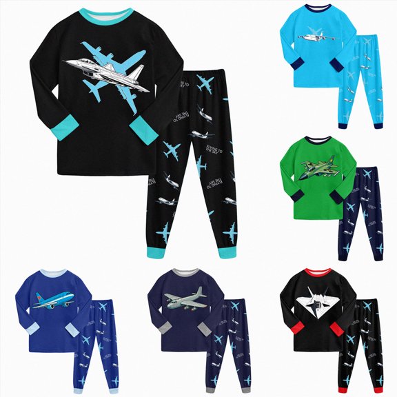 CAUYDY Kids Boy Sleepers Clothes for Child Fall Winter 5-7T 8-10Y Long Sleeved Tee Shirt and Pants 2 Piece Comfy Set Boys Pajamas Sizes 6-7 Years,Red
