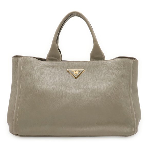 Pre-Owned PRADA Canapa Tote Bag, Large Tote, Handbag, Leather, Gray, BN1872