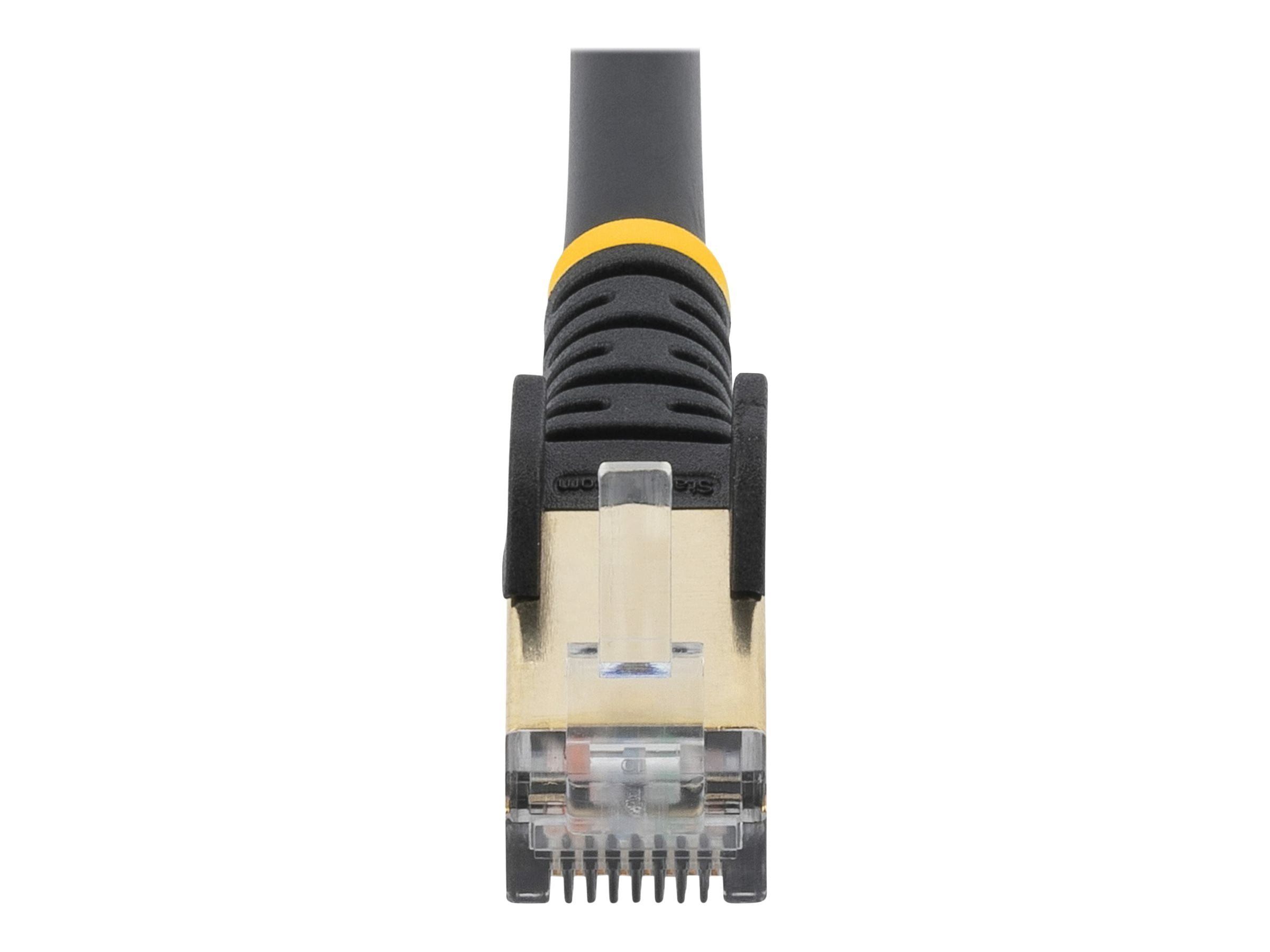StarTech 1ft CAT6a Ethernet Cable - 10 Gigabit Shielded Snagless RJ45 100W PoE Patch Cord - 10GbE STP Network Cable with Strain Relief - Black - UL, TIA (C6ASPAT1BK)