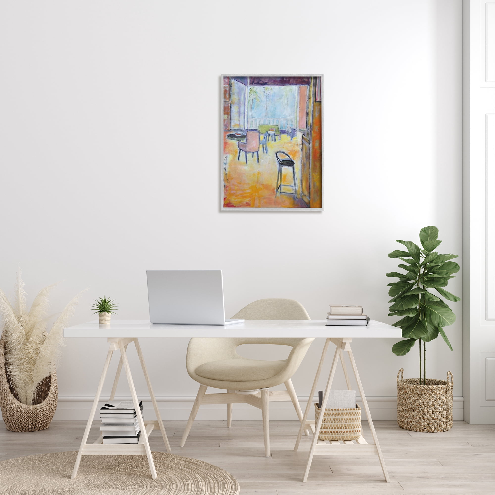 Stupell Indtries Tropical Lounge Open Room Furnished Interior Contemporary Painting,24 x 30,Design by Snne Marie