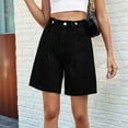 thumbnail image 6 of Womens Jean Shorts Knee Length Trendy Y2k High Waisted Wide Leg Casual Summer Shorts with Pockets Black XL, 6 of 8