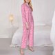 thumbnail image 3 of Balery Snowflake pink backgrounds Conjunto de Pijama con Estampado para Mujer, Conjunto de Dos Piezas con Manga Larga, Ropa de Dormir Suave con Bolsillos, Pijamas Cómodos-Large, 3 of 7