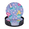 thumbnail image 2 of PAYOHTO Kids Girls Mermaid Premium PU Leather Coasters Set - 6 Stylish Round Drink Coasters with Storage Box for Home and Office Use, 2 of 6