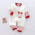 thumbnail image 2 of Otqutp Outdoor Jumpsuit for Kids Baby Girls Boys Bunny Calendar Chinese New Year Thick Warm Kimono Tang Suit Red Long Sleeve Romper Outfits(a-White,12-18 Months, 2 of 7