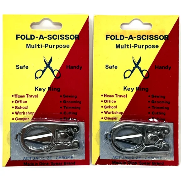 2-Pack Portable Folding Scissors - 3.5" - Metal Sharp Durable Travel Crafts Mini