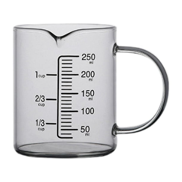 Vaso medidor de vidrio - Con boquilla en forma de pico portátil multifuncional con asa medidora 250ml