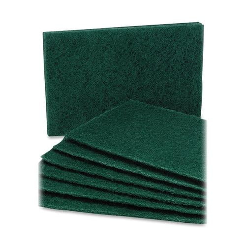 SKILCRAFT Scouring Pads, Medium Grade, 6"x9-1/2"x1/4", 10/PK, Green (NSN7535242)