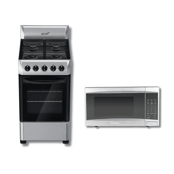 COMBO ESTUFA ACROS NAW-1001S ACERO INOX + HORNO DE MICROONDAS AURUS AMP11GS 1.1P3 SILVER