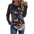 thumbnail image 3 of Aobny Boho Tops for Women Black Long Sleeve Sweatshirt Christmas Pullover Raglan Crew Neck Womens Fall Tops,M, 3 of 4