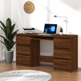 thumbnail image 1 of vidaXL Writing Desk Brown Oak 140x50x77 cm Engineered Wood, 1 of 5