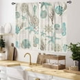 thumbnail image 2 of Nautcial Starifish Window Curtains, Beach Theme Coastal Seashell Starfish Blue Coral Rod Pocket Drapes for Bedroom Living Room Kids Room Bathroom Kitchen Window Treatments 2 Panel Sets, 55x39 Inch, 2 of 4