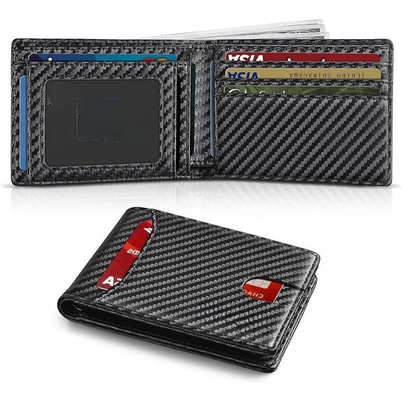 Wallet for Men Slim 11 Credit Card Holder Slots Leather RFID Blocking Small Thin Men's Wallet Bifold Minimalist Front Pocket Large Capacity Gift Box