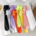 thumbnail image 6 of Dongfang Kids Socks Toddler Girls Large Bow Plain Knee Length Non Grip Stockings For School Durable Breathable Long Socks, 6 of 6