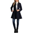 thumbnail image 2 of Abrigo de Invierno A-Line de INSPIRE CHIC para Mujeres, Manga Larga, Cierre de Botón Simple, Faldón Peplum, Abrigo Largo M Azul Oscuro, 2 of 6