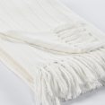 thumbnail image 3 of Troy 50 Inch Ultra Soft Cotton Throw Blanket, Raised Striped Design, White- Saltoro Sherpi, 3 of 5