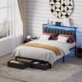 thumbnail image 3 of Tydimor Queen Bed Frame with Upholstered Storage Headboard & 2 Drawers, Platform Metal Bed with 2 USB Ports and Outlets, Under-bed Storage and Noise Free Design, 3 of 11