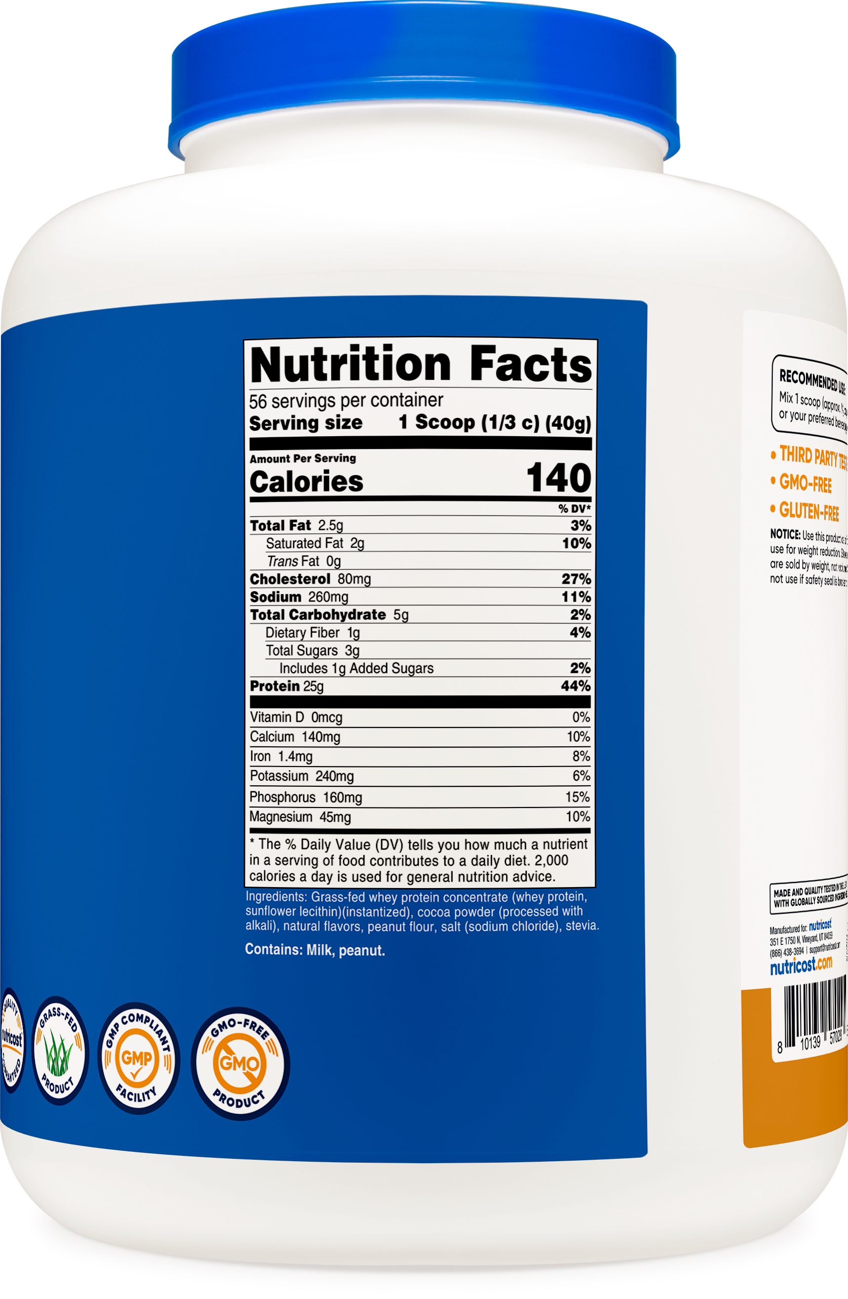 Nutricost Grass-Fed Whey Protein Concentrate (Chocolate Peanut Butter) 5LBS - Post Workout Powder Suppplement
