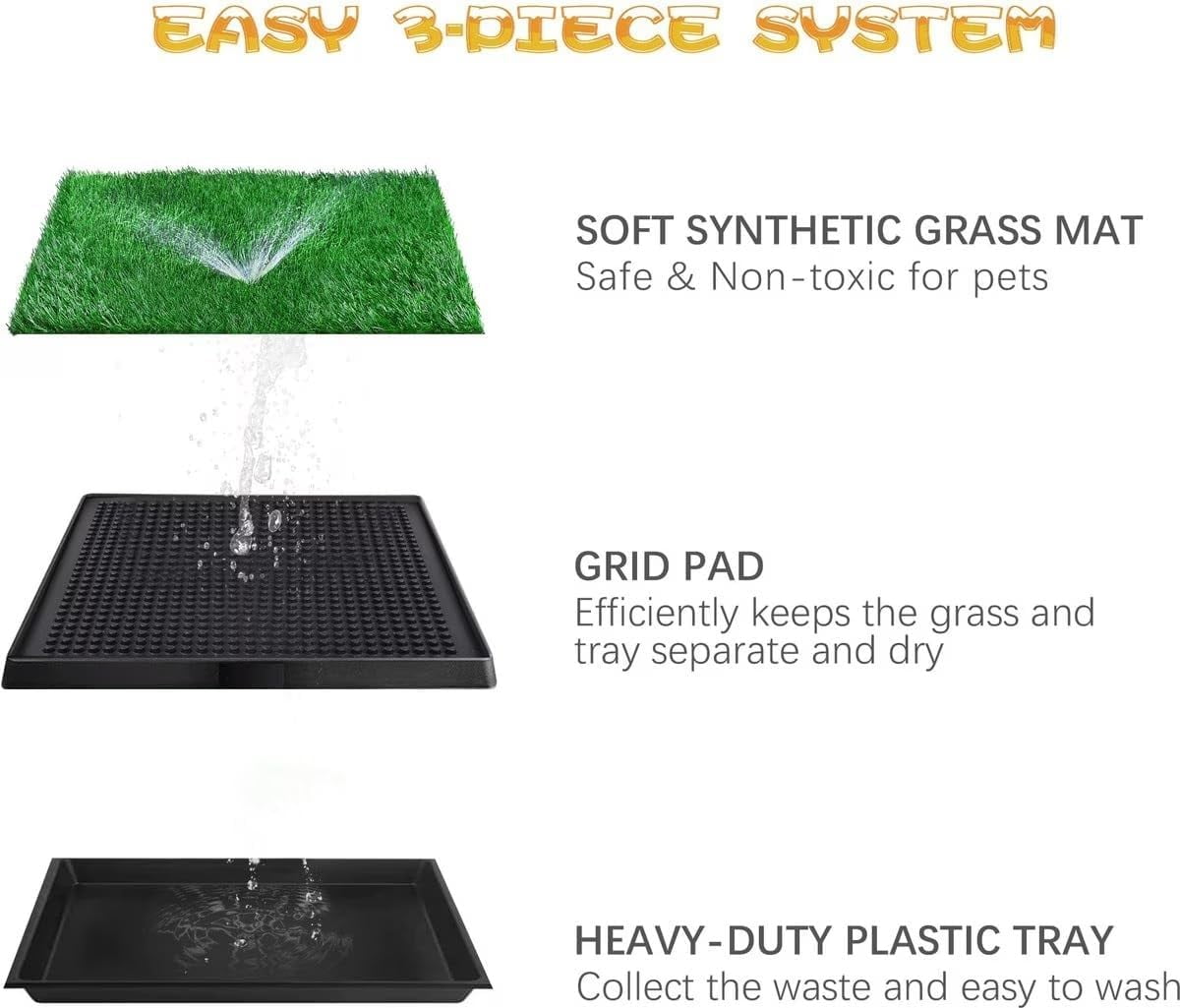 COZIWOW Dog Grass Pad with Tray, 20" x 25" Dog Potty Tray Indoor Outdoor, Artificial Dog Grass Pee Pad for Pet Puppy Potty Training, Portable Dog Toilet