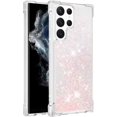 thumbnail image 3 of Compatible with Samsung Galaxy S22 Ultra Case Glitter Liquid Cute Clear Phone Case Floating Quicksand Shockproof Protective Bumper Silicone Soft TPU Case for Galaxy S22 Ultra Star Pink YB, 3 of 6