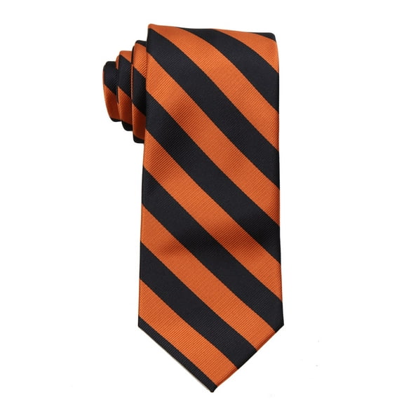 Mens XL Long College Striped Necktie Ties - Orange Black