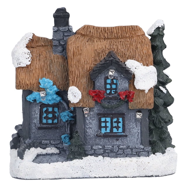 Colección Christmas Village, Casa de Navidad Adornos de resina navideños iluminados por LED Casa de resina navideña Experiencia incomparable Jadeshay A