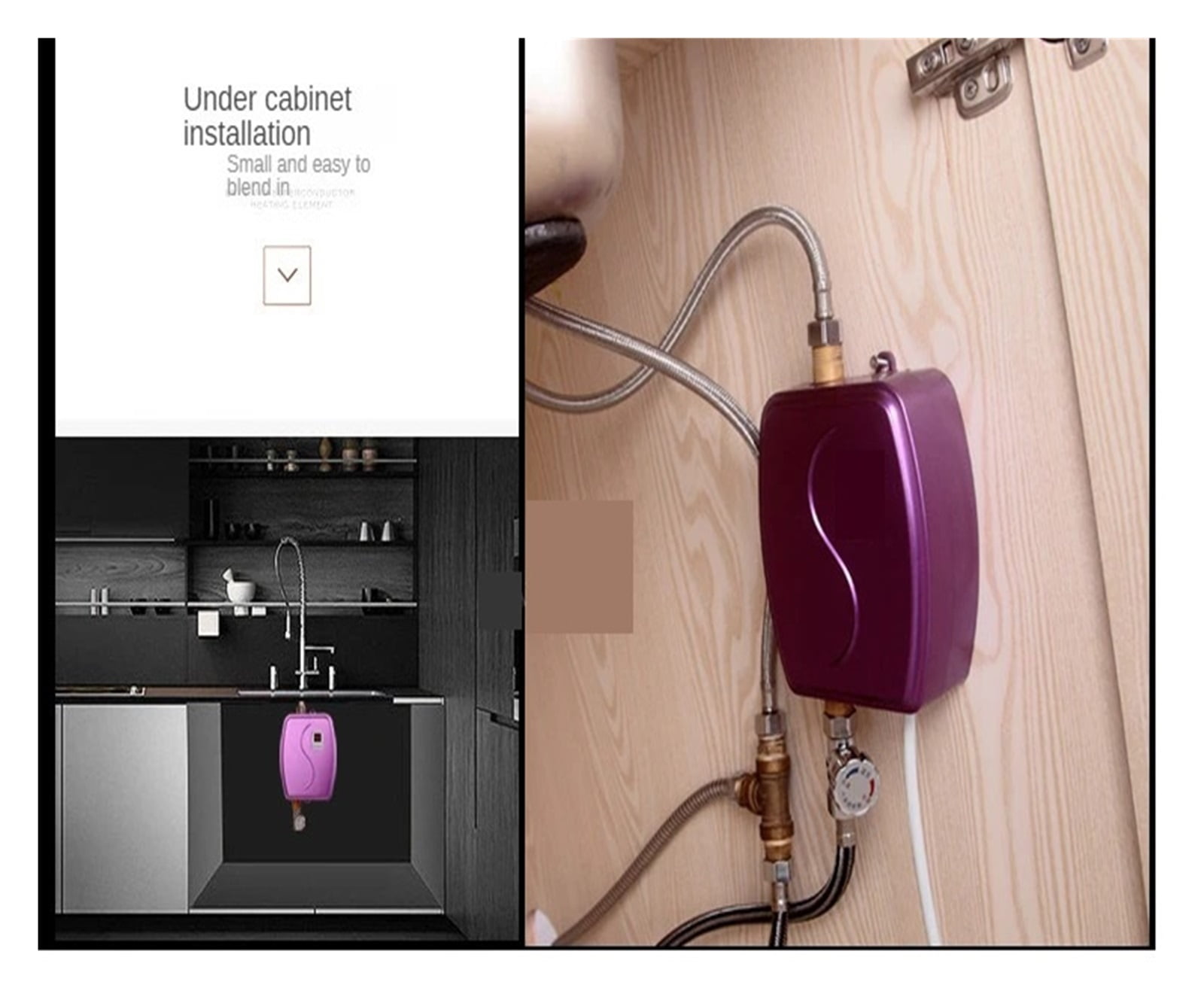 3400W Electric Water Heater Instantaneous Tankless Instant Hot Water Heater Kitchen Bathroom Shower Flow Water Boiler ,Safety Protections