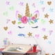 thumbnail image 3 of Pegatinas de pared de unicornio, decoración de pared de unicornio con flor de corazón, cumpleaños, regalos de Navidad para niños, niñas, decoración de dormitorio infantil, habitación de guardería, de JAMW  Sencillez, 3 of 5