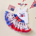 thumbnail image 2 of Paguaki Baby Girl Clothes Independence Day Cute Printed Sleeveless Romper And Skirt 3-Piece Set With Headband Summer Outfit, 2 of 6