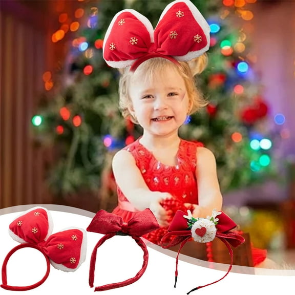 MXTPOV Big Red Bow Headbands, Cute Fluffy Headbands for Women, Christmas Red Headband, Head Band for Party Favors Holiday Xmas, Christmas Decorations