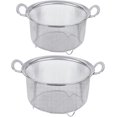 thumbnail image 1 of Paquete de 2 coladores para cocina, colador de acero inoxidable 18/8 con asas, colador de malla fina para pasta, arroz y frutas, tamiz con patas de apoyo para colar, enjuagar, cocinar al vapor o, 1 of 7