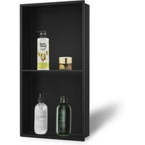 Neodrain No Tile Shower Niche, Stainless Steel Wall Niche 13.1"X 25.1"(Inner Size 12"X24"), Two-Tier Bathroom Shelf, NO Tile Needed Recessed Niche Shower for Bathroom Storage, Matte Black