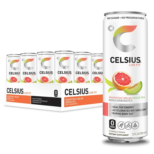 CELSIUS Grapefruit Melon Green Tea NonCarbonated Fitness Drink, Zero