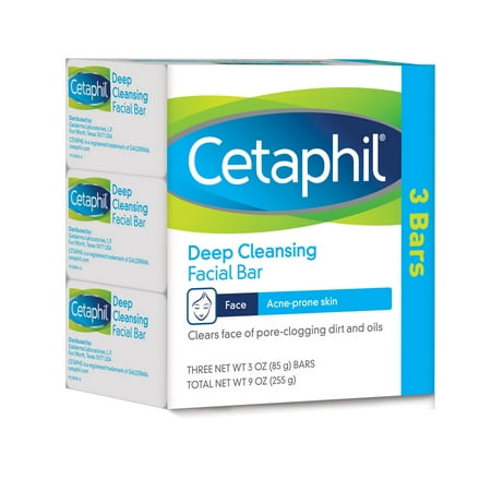Cetaphil Deep Cleansing Bar, 4.5 oz, 3 count (Best Sulfur Soap For Acne)