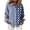 Blue(Womens Tops), variant on Blouses for Women Striped & Checkered Color Block Long Sleeve Tops Asymmetrical Patchwork Button Down Shirts