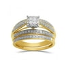 Sterling Silver with 18k Yellow Gold Plated Forever Bride 1/4 cttw Diamond Engagement Ring