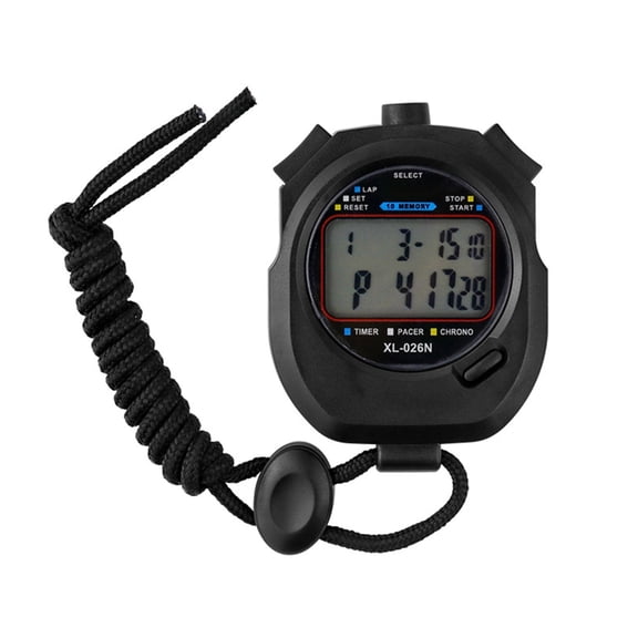Geemin High Accuracy Digital Stopwatches Two Row LCD Screen 10 Lap Storage Splashes Proof