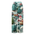 thumbnail image 5 of Ladies' Loose And Casual Christmas Printed Wide Leg Pants With Elastic Waistband Drawstring And Pocket Pants, Comfortable Home and Sleepwear Bottoms for Winter, Light Blue, S, 5 of 6