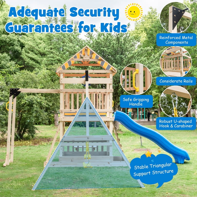 Free Shipping! Costway Big Wooden Playground Play Structure for