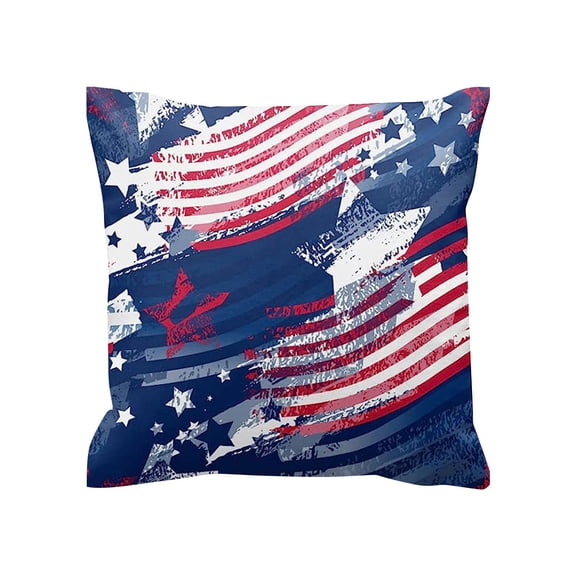 KUNPENG Patriotic Pillow Covers 18x18 Inch, 4th of July Independence Day Throw Pillow Cases, Red White Blue American Flag Linen Cushion Covers for Couch Home Sofa America 250th Anniversary Decor