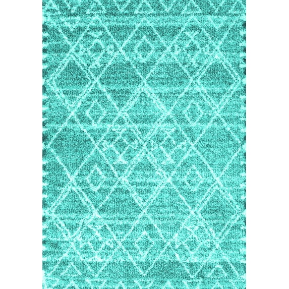 Ahgly Company Machine Washable Indoor Rectangle Abstract Turquoise Blue Contemporary Area Rugs, 2' x 4'