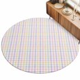 thumbnail image 2 of Round Rugs 3Ft, Purple Checkered Round Area Rug Washable Indoor Throw Carpet, Farmhouse Art Buffalo Small Non Slip Circle Rug for Bedroom Living Room Home Decor Aesthetic, 2 of 8