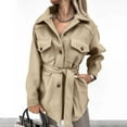 thumbnail image 2 of Women's Mid-Length Down Trench Coat with Belt Double Button Front Outerwear, 2 of 6