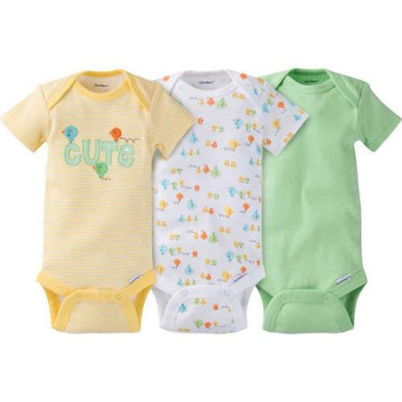 Gerber Newborn Baby Boy or Girl Unisex Onesies Bodysuits Assorted, 3-Pack