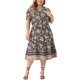 thumbnail image 5 of Vestido midi A línea de verano casual bohemio de flores con cuello en V y mangas cortas para mujer de tallas grandes Agnes Orinda 1X negro, 5 of 8
