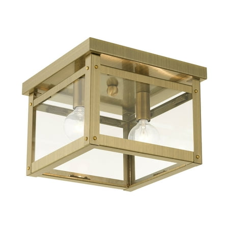 

Livex Lighting 4031 Milford 2 Light 8 Wide Flush Mount Ceiling Fixture - Brass