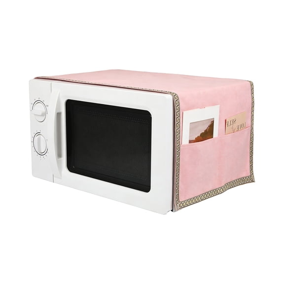 Uxcell 2 Pcs Microwave Cloth Cover with Side Storage Pockets 14''x 39''- Waterproof Microwave Dust Proof Cover Fridge Dust Cover for Oven/washer/dryer, Simple Pink