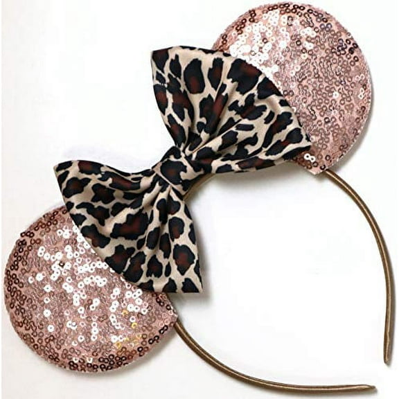 CLGIFT Leopard Minnie Ears, Animal Kingdom Ears, Lion King Minnie (Rose Gold)
